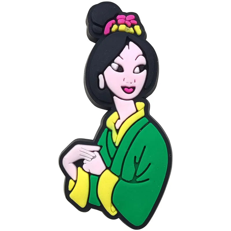 1-17pcs MINISO Hot Toys Princess Seri Series Shoe Charms For Croc Sandals, PVC Shoe Decorations Accessories Christmas Gif Good Vibrations