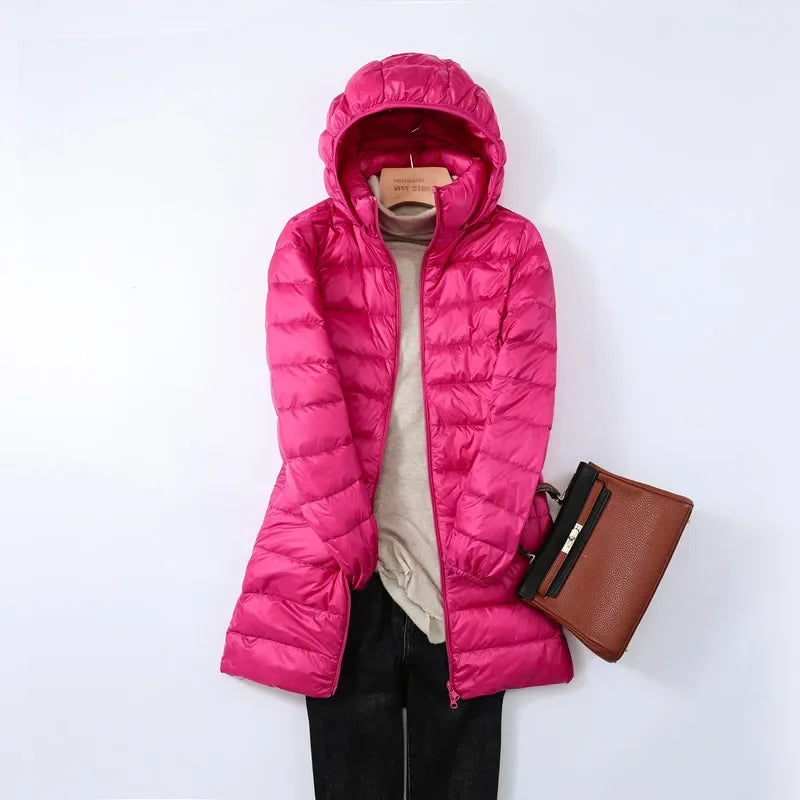 Autumn Winter Warm Women's Jacket 2023 New Korean Hooded Slim-fit X-long Mom Coat Plus Size 5xl 6xl Female Office Lady Jacket Good Vibrations
