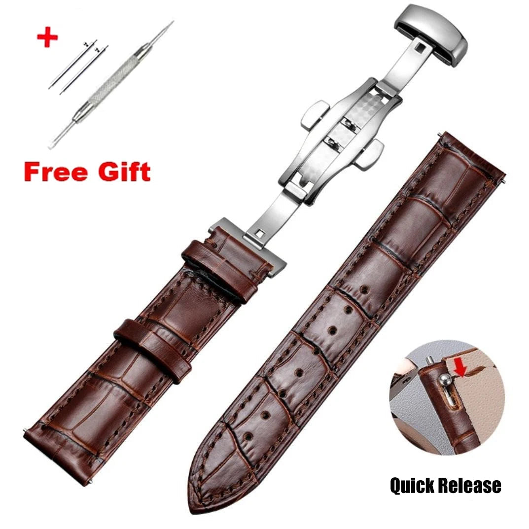 Quick Release *Real Animal Skin* Leather Watch strap13mm 12mm  15mm 17mm 19mm 21m 23mm 24mm 14mm 16mm 18mm 20mm Good Vibrations