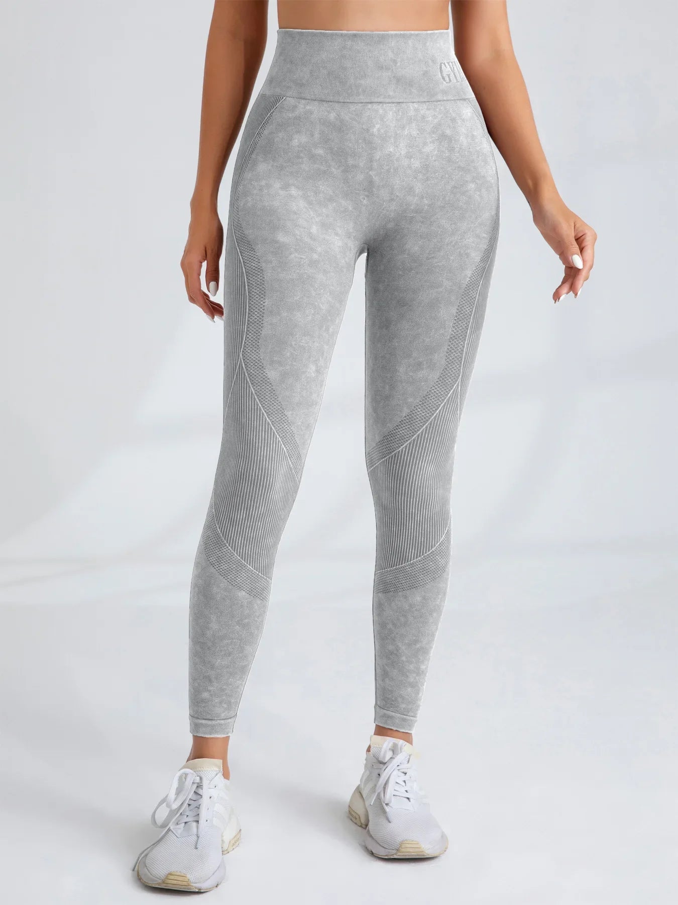 Women Seamless Gym High Waist Yoga Pants Hip Lifting Outdoor Sports Tight Waist Letter Sand Washed Pants Exercise Yoga Leggings Good Vibrations