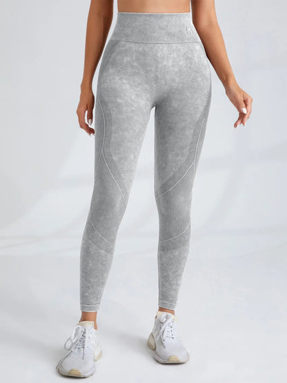 Women Seamless Gym High Waist Yoga Pants Hip Lifting Outdoor Sports Tight Waist Letter Sand Washed Pants Exercise Yoga Leggings Good Vibrations