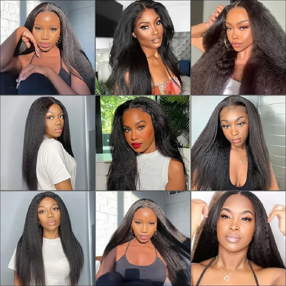 Glueless Wigs Human Hair For Women Kinky Straight Human Hair Wigs Pre Plucked Easy To Wear And Go 4x4 Lace Front Wig Nautural Good Vibrations