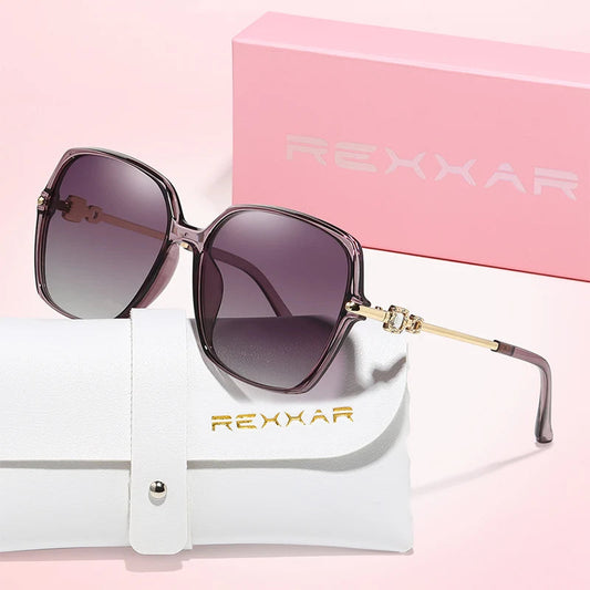 REXXAR Polarized Trend Metal Square Sunglasses Women Men Simple Luxury Brand Sun Glasses Travel Shopping Male Female Glasses Good Vibrations