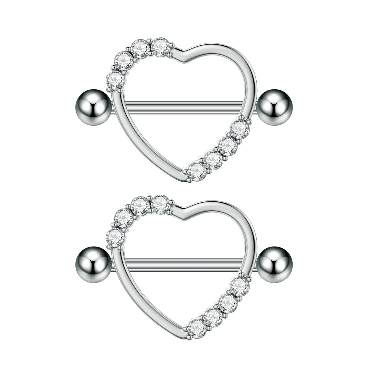 2pcs Both Sides Screwed Shield Barbell Nipple Rings 16mm Length Nipple Piercings Nonbril U-Shaped Dangled Heart Nipple Jewelry Good Vibrations