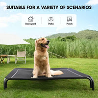 Elevated Dog Bed for Large Dogs Cooling Pet Cot Breathable Mesh Durable Frame Easy Clean Raised Pet Bed Indoor Outdoor Home Good Vibrations