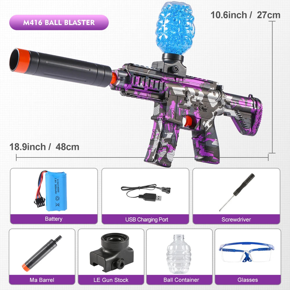 M416 Electric Ball Blaster Toy Gun - High-Speed, Metallic Finish, Rechargeable - Halloween Thanksgiving Gift(Bullets Excluded) Good Vibrations