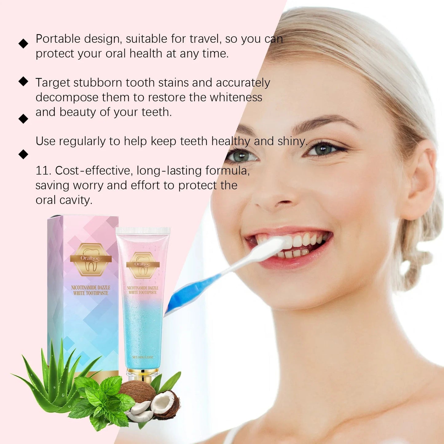 Niacinamide Whitening Toothpaste Reduce Plaque Fresh Bad Breath Stains Removing Hygiene Clean Dazzling Brighten Oral Teeth Care Good Vibrations