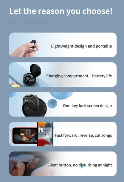 Multi-function Automatic Remote Control Portable Selfie Browse Video Read E-books Fingertip Controller for Mobile Phone Good Vibrations