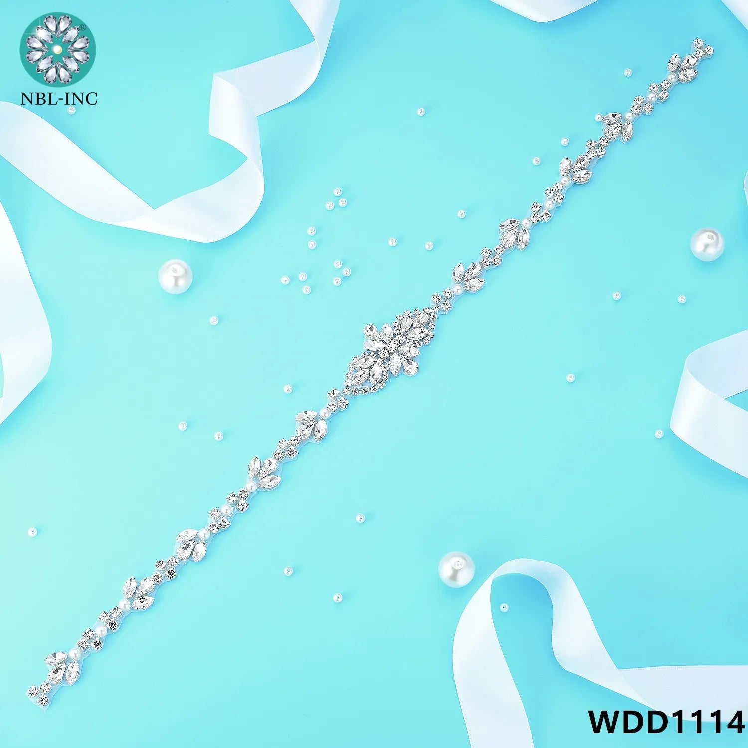 (1PC) Silver Rhinestone crystal iron on applique belt iron on wedding beaded bridal trim for wedding dresses clothing WDD0209 Good Vibrations