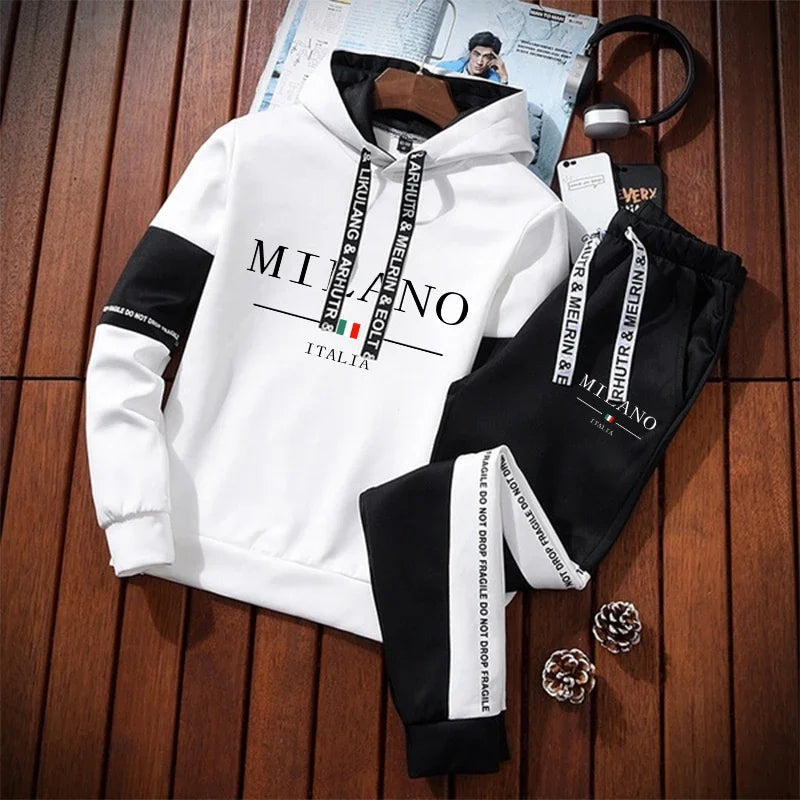 Sports Casual Daily Men's Tracksuit Outdoor Hot Sale Hooded Autumn Winter Single Piece Sweatshirt And Sweatpants Comfort Jogging Good Vibrations