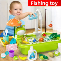 New Play Sink With Kitchen Sink Tap Water  Electric Faucet Play Kitchen Toy Swimming Pool Floating Fishing Toys Water Play Gift Good Vibrations