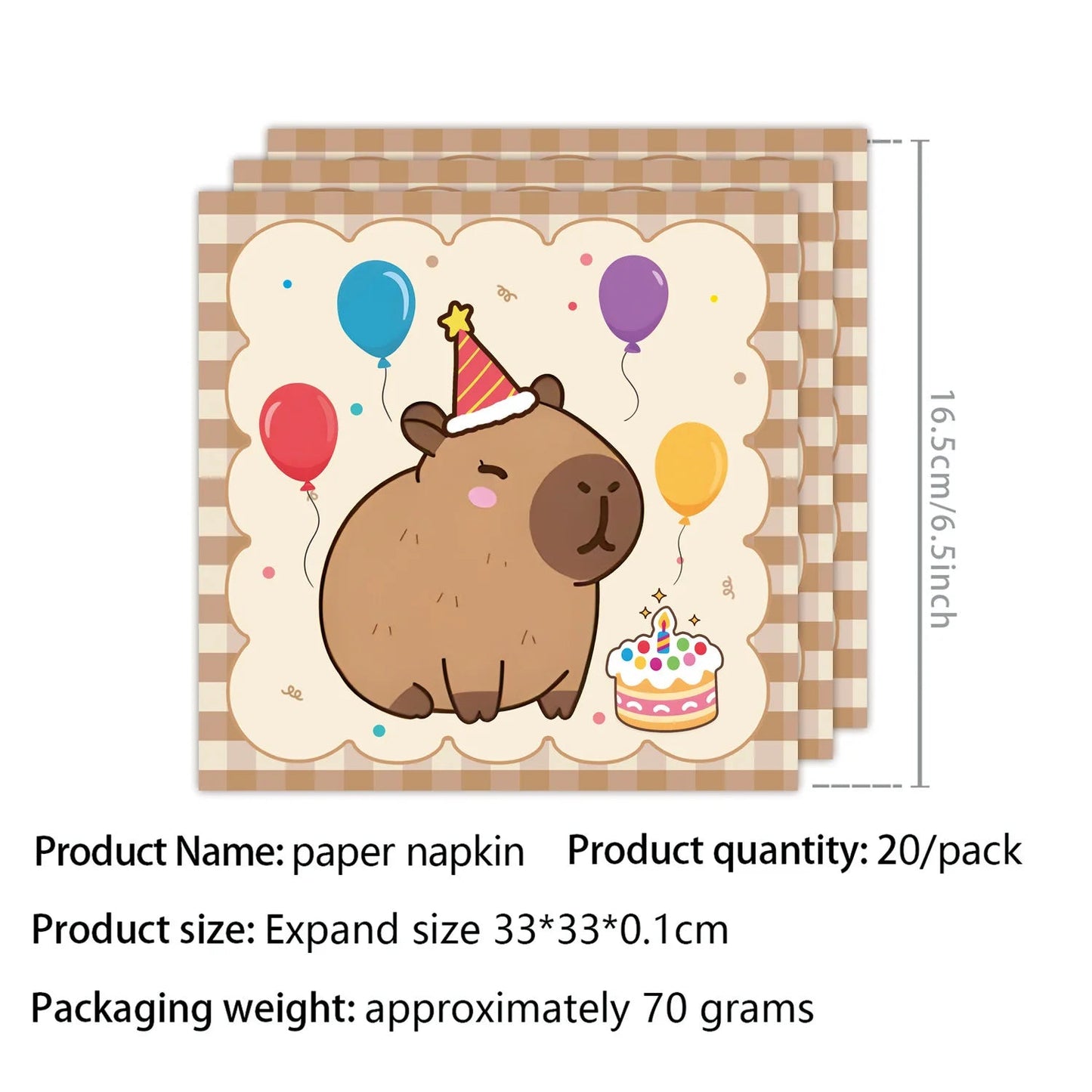 Cartoon Capybara Birthday Party Decoration Disposable Tableware Cup Plate Napkins Tablecloth Banner Baby Shower Party Supplies Good Vibrations
