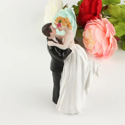 Funny Wedding Cake Toppers Dolls Romantic Bride And Groom Figurines Stand Topper Decoration Supplies Marry Resin Figurine Good Vibrations