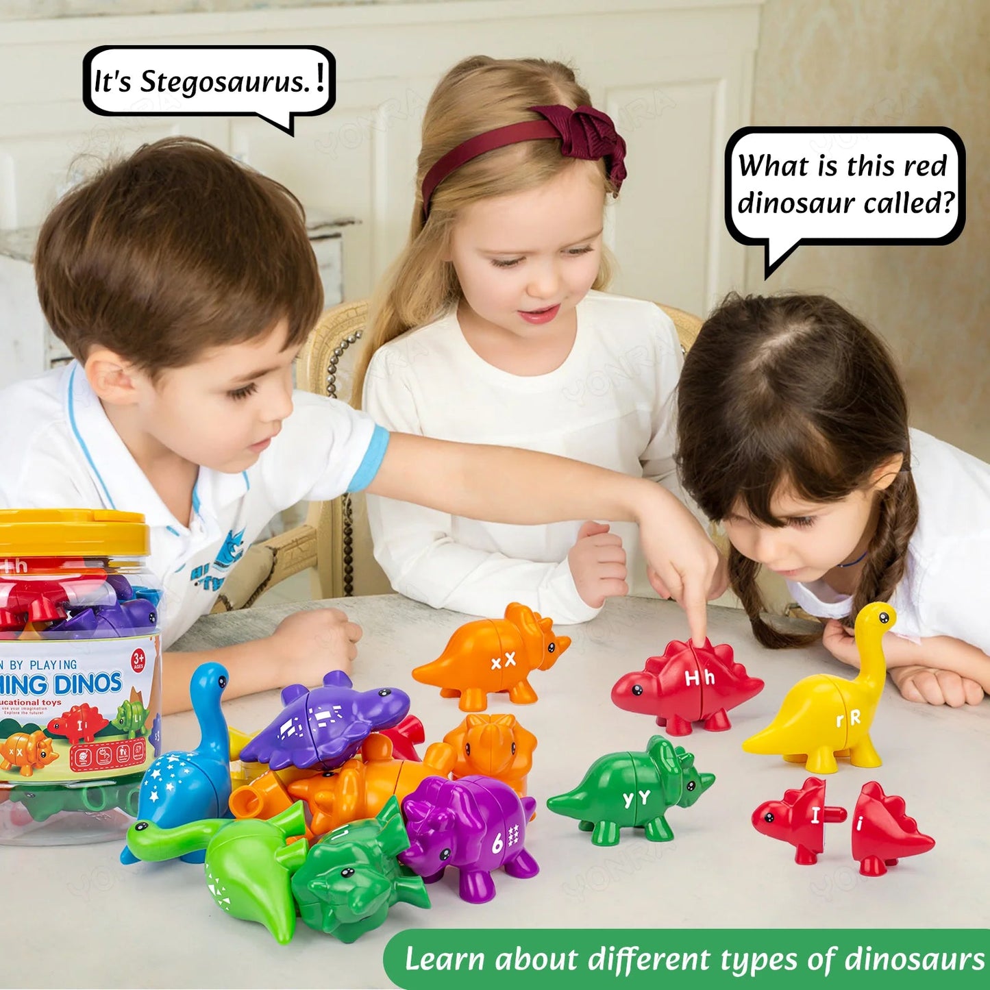 Matching Dinosaur Toy With storage bucket Montessori Toys for Kids Counting Learning Toys for Toddlers Children Development Game Good Vibrations