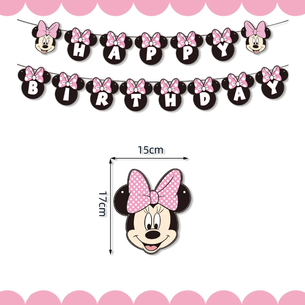 Minnie Mouse Birthday Decoration Disposable Cups Plates Tablecloth Cake Latex Balloon Baby Shower Kids Girls Party Supplies Good Vibrations