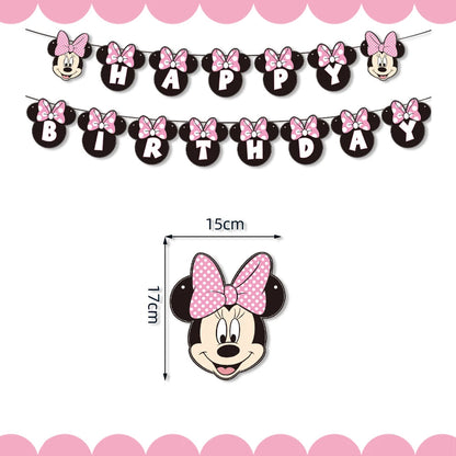 Minnie Mouse Birthday Decoration Disposable Cups Plates Tablecloth Cake Latex Balloon Baby Shower Kids Girls Party Supplies Good Vibrations