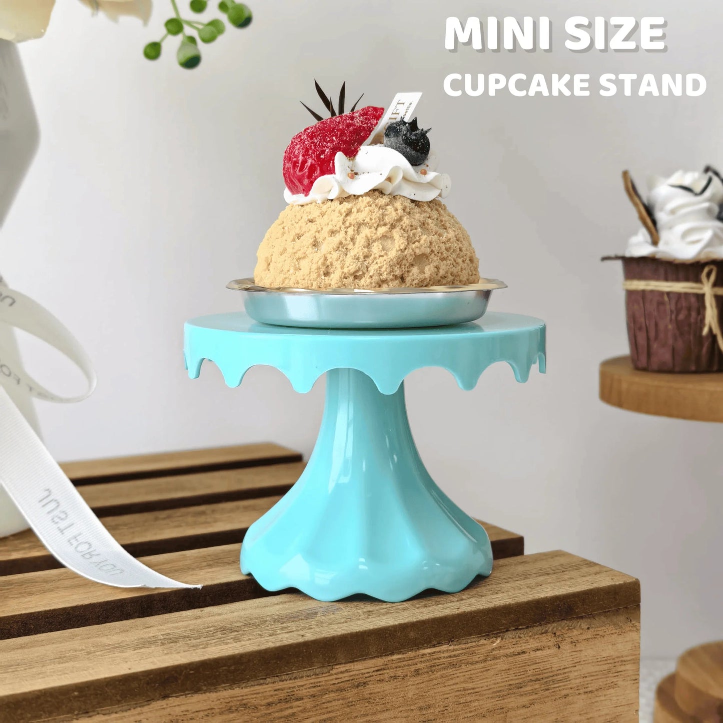 1Pc 4.7Inch Plastic Dessert Table Display Set, Cake Stands, Cupcake Holder, Serving Trays, Versatile Design for Birthday Parties Good Vibrations