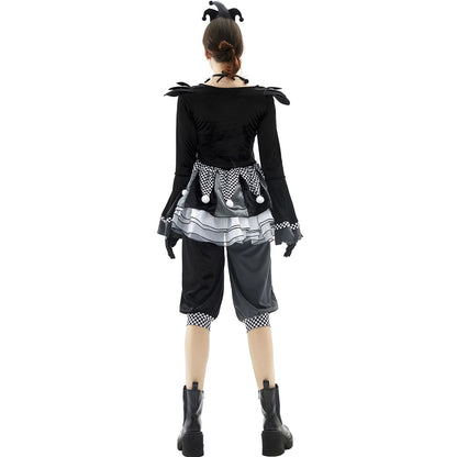 Halloween Women Horrifying Clown Monster Ghost Cosplay Costume Ugly Criminal Murderer Circus Clown Fancy Dress for Girls Good Vibrations
