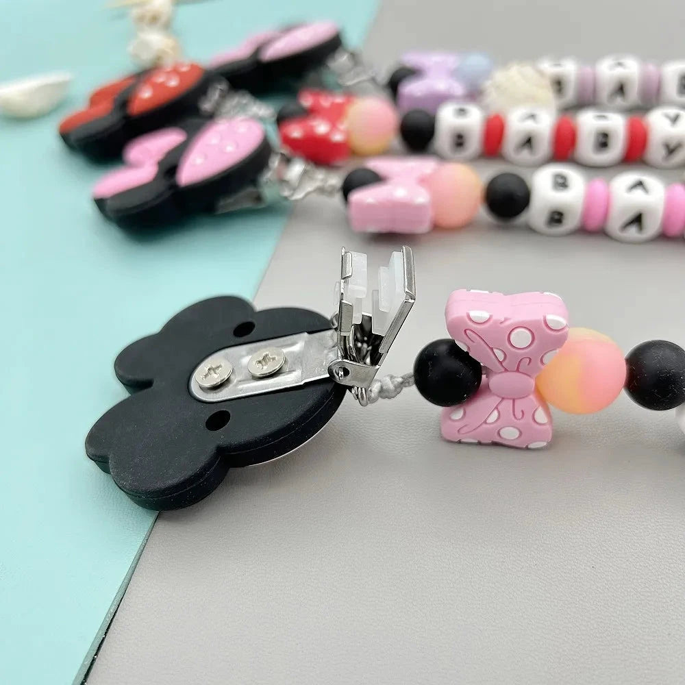 Customized Letters Name Baby Cartoon Silicone Luminous Beads Pendant Pacifier Clips Chains Holder Teether Baby Kawaii Toy Gifts Good Vibrations
