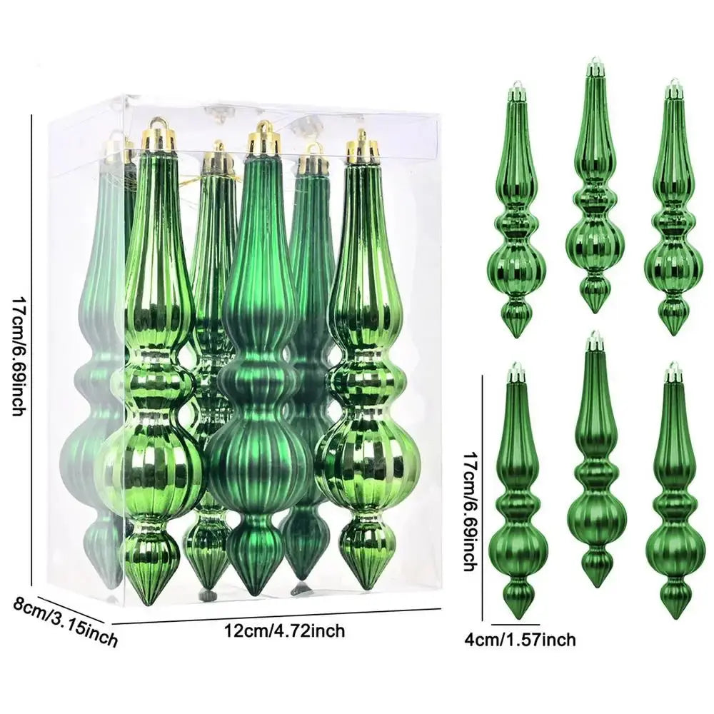 Christmas ornaments Finial Decorations 6X Hangable Christmas Finials Indoor Outdoor Decors Holiday Decoration For Mantel Tree Wedding Good Vibrations