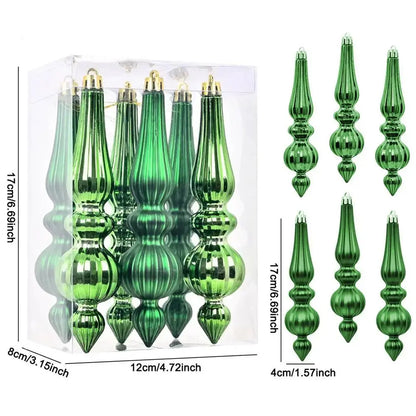 Christmas ornaments Finial Decorations 6X Hangable Christmas Finials Indoor Outdoor Decors Holiday Decoration For Mantel Tree Wedding Good Vibrations
