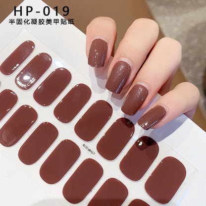 UV Semi-Cured Gel Nail Wraps Stickers Strips French Long Lasting Full Cover LED Gel Semi Cured Nail Sliders For Nail Extension & Good Vibrations