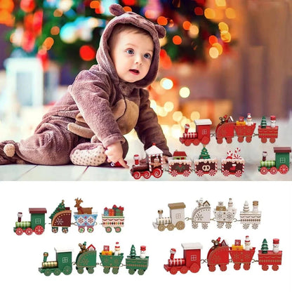 Christmas Wood Train Merry Christmas Decorations for Home Cristmas Ornament Xmas Navidad Noel Gifts Happy New Year 2026 Gifts Good Vibrations