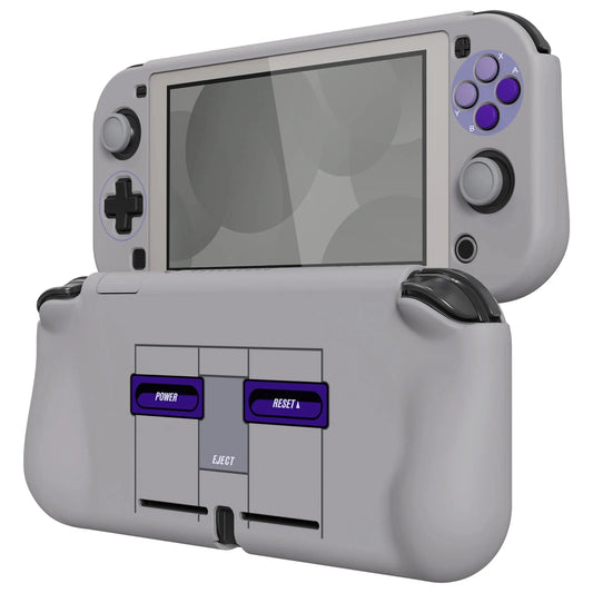 PlayVital ZealProtect Ergonomic Protective Case for NS Switch Lite W/Screen Protector & Thumb Grips - Classics SNES Style Good Vibrations