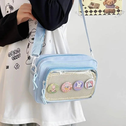 New Y2K Mini Anime Ita Bag Portable Outdoor Small Crossbody Bag Cute Girl Transparent Shoulder Bag Otaku DIY Comic Display Purse Good Vibrations