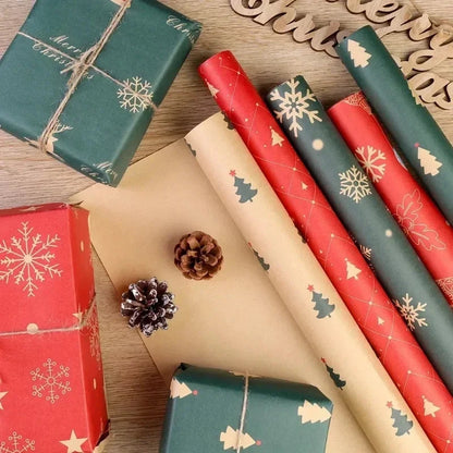 24/1Rolls Christmas Xmas Tree Santa Claus Snowflake Wrapping Paper DIY Craft Gifts Packaging Paper Party Home Decoration Good Vibrations