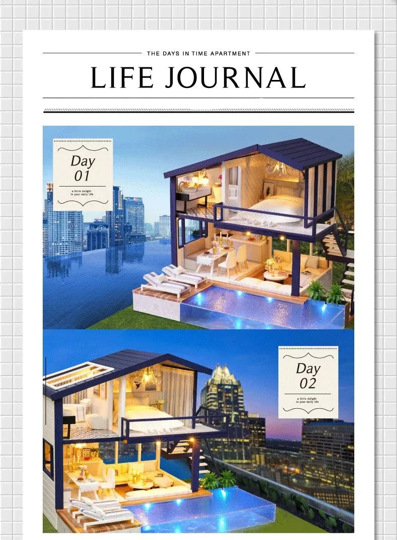 DIY Doll House Miniature Dollhouse With Furnitures Wooden House Miniaturas Toys For Children New Year Christmas Gift A Good Vibrations