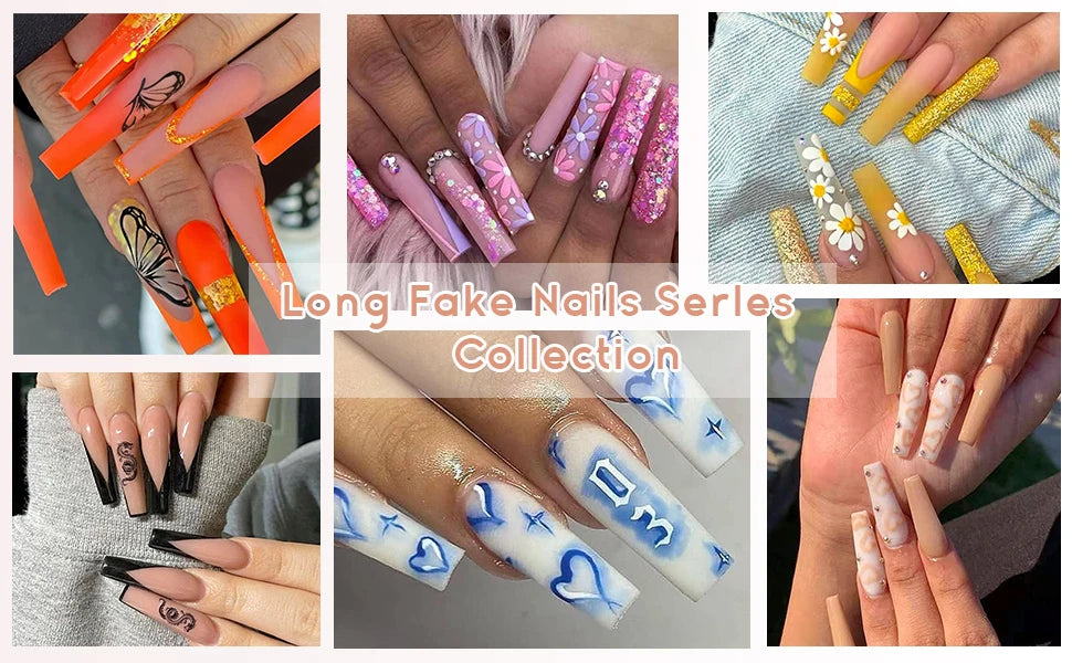 Pink French Style Fake Nails Pink Gradient Press on Nails Sweet Girls Charms Manicure Square Head Ballerina False Nails Patches Good Vibrations