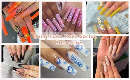 Pink French Style Fake Nails Pink Gradient Press on Nails Sweet Girls Charms Manicure Square Head Ballerina False Nails Patches Good Vibrations
