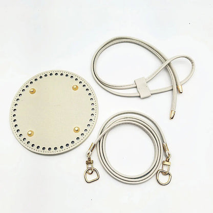 3Pcs DIY Purse Making Kit with Chain PU Leather Bucket Bag Base & Shoulder Strap Crochet Handbag Accessories ﻿ Good Vibrations