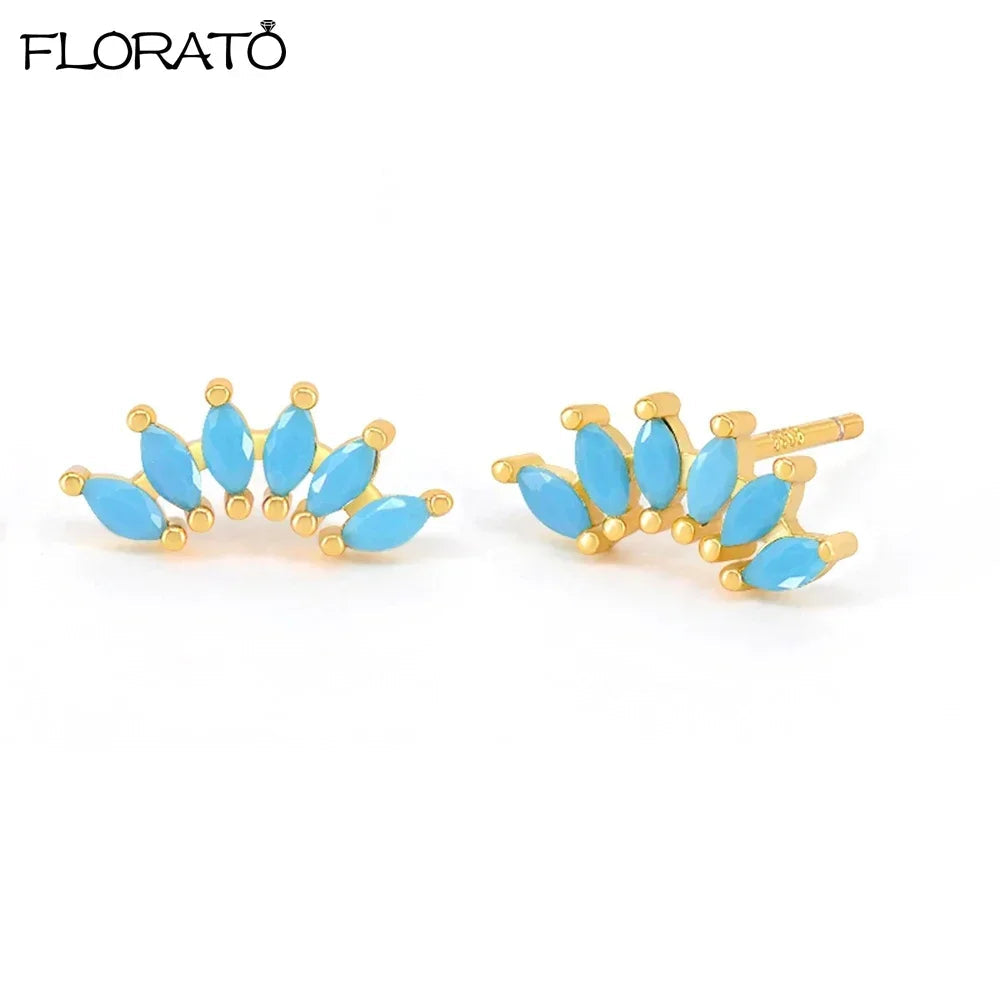 925 Sterling Silver Needle Summer Blue Earrings Trend 18K Gold Hoop Earrings for Women Fashion Puncture Jewelry Ear Accessories Good Vibrations