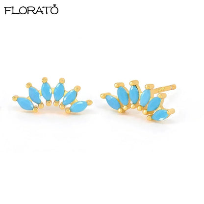 925 Sterling Silver Needle Summer Blue Earrings Trend 18K Gold Hoop Earrings for Women Fashion Puncture Jewelry Ear Accessories Good Vibrations