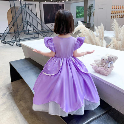 Girls Sofia Princess Dress Birthday Party Costume Kids Summer Purple Sophia Vestido Baby Halloween Cosplay Luxury Gown Good Vibrations