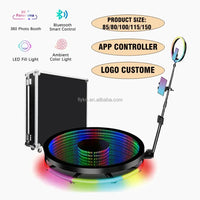 360 Photo Booth Machine 80-100cm with RGB Ring Light, Free Logo, rotating 360 Video Photo Booth for 1-5 People with Flight Case Good Vibrations