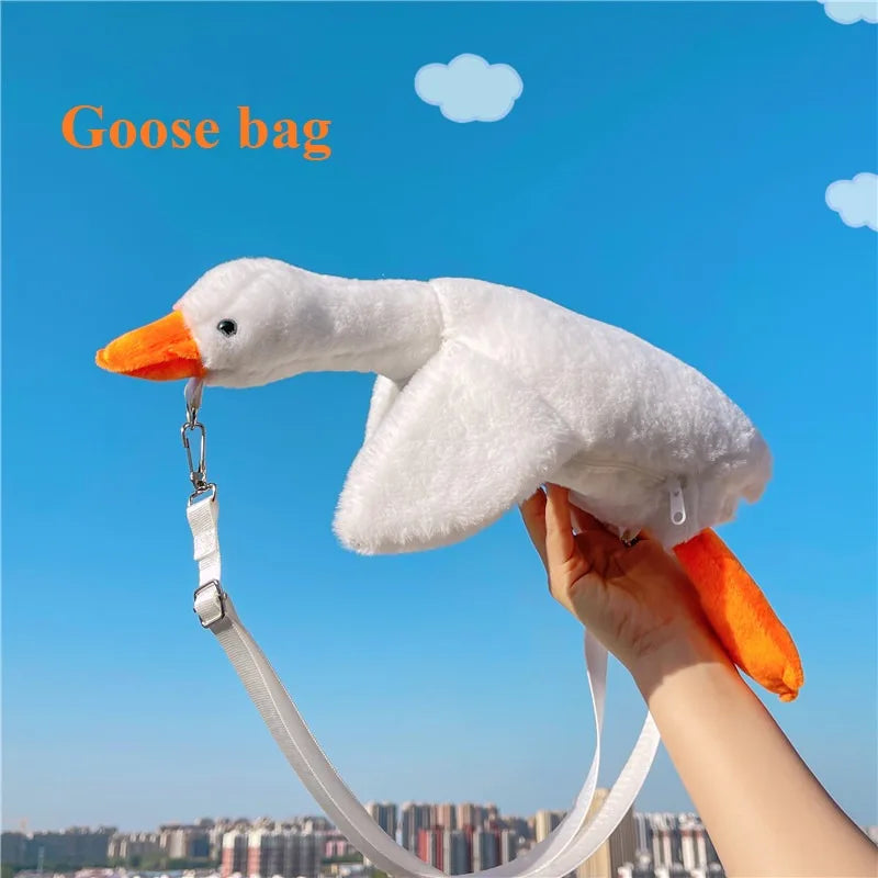 Fur Chicken Plush Bag Ugly Hen Shape Handbag Funny Kawaii Chicken Pendant Keychain Doll Satchel Purse for Women Birthday Gifts Good Vibrations