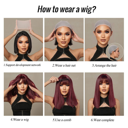 Ginger Orange Synthetic Wigs for Black Women Long Wavy Wigs with Bangs Cosplay Colored Hair Heat Resistant Body Wave Party Wig Good Vibrations