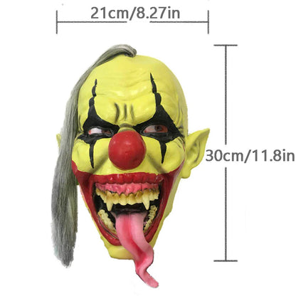 Halloween Mask -  Green Horror Clown Mask with Hair, Terrifying Halloween Costume Face Mask for Adults Party Disguise Good Vibrations