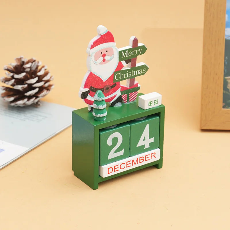 Christmas Gifts Wooden Calendar Tabletop Ornaments Santa Claus Christmas Tree Decorations Home Decoration Accessories Good Vibrations