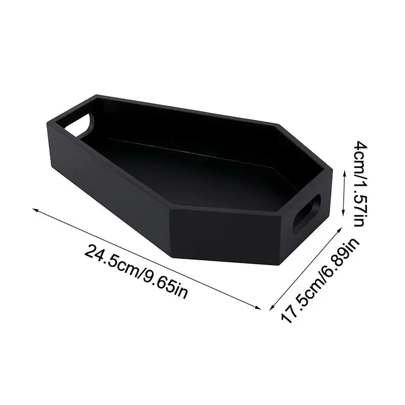 Coffin Shape Black Tray Storage Box Gothic Home Wood Tray Halloween Decoration Birthday ChristmasThanksgiving Day Present Gift Good Vibrations