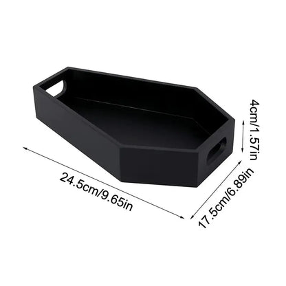 Coffin Shape Black Tray Storage Box Gothic Home Wood Tray Halloween Decoration Birthday ChristmasThanksgiving Day Present Gift Good Vibrations