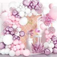 Pink White Balloon Garland Arch Kit Wedding Birthday Party Decorarion Kids Girl Baby Shower Party Supplies Confetti Latex Ballon Good Vibrations