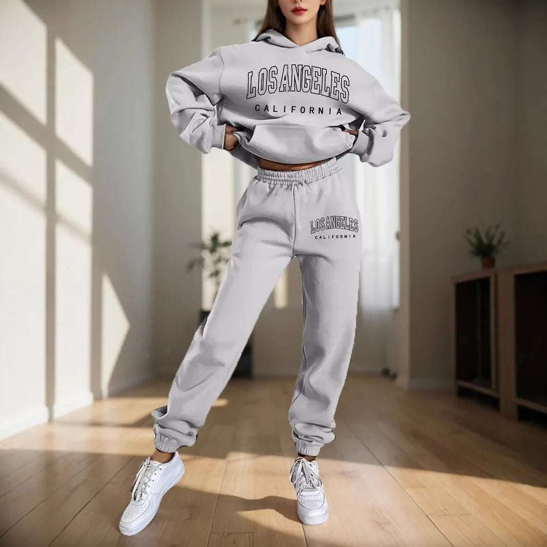 Women's Hoodies Two Pieces Sets Fashion Letter Print Pullover Sweatpants 2Pieces Set Sweatshirts Trousers Suit For Women Hooded Good Vibrations