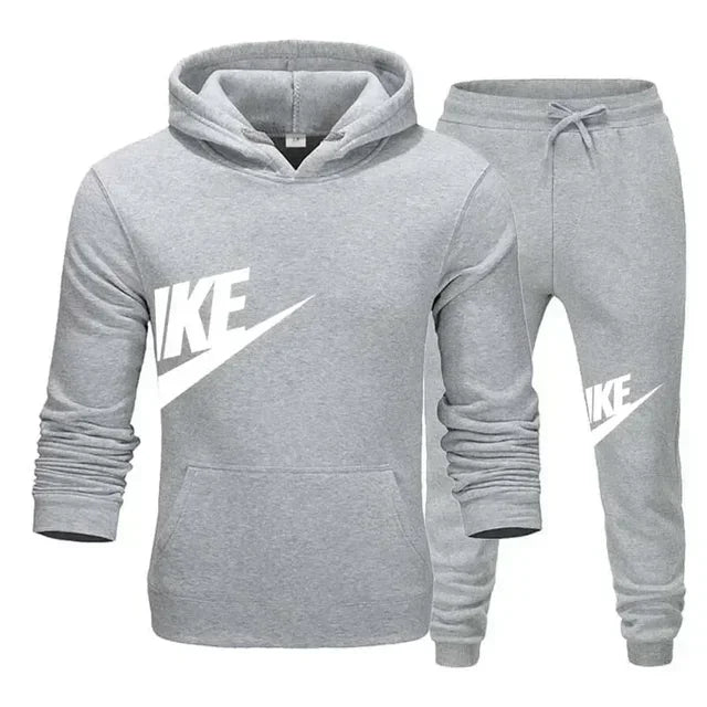 A new autumn and winter men's casual sportswear set of 2-piece hooded sweatshirt and long pants for outdoor fashionable jogging Good Vibrations