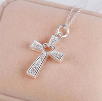 Charms classic 925 Sterling Silver crystal cross pendant Necklace For Women high quality Wedding party Jewelry Holiday gift Good Vibrations