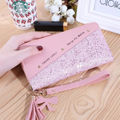 Fashion Women's Pu Leather Long Wallets Sequins Patchwork Glitter Wallet Coin Purse Female Wallets Girls Gifts Wholesale Good Vibrations