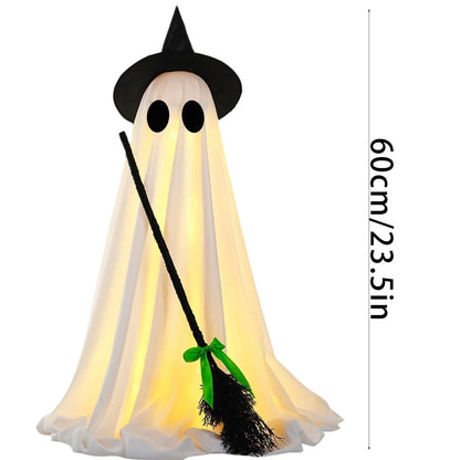 Halloween Outdoor Decoration, Spooky Halloween Decor With Witch Brooms, Scary Decor With LED Lights For Front Yard Garden Good Vibrations